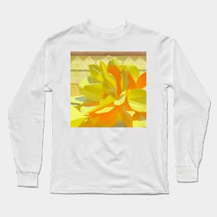 Yellow Flower on Lace Long Sleeve T-Shirt